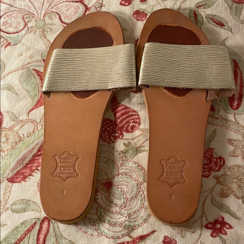Ancient Greek Sandals Taygete Gold Ribbed Minimalist Sandals